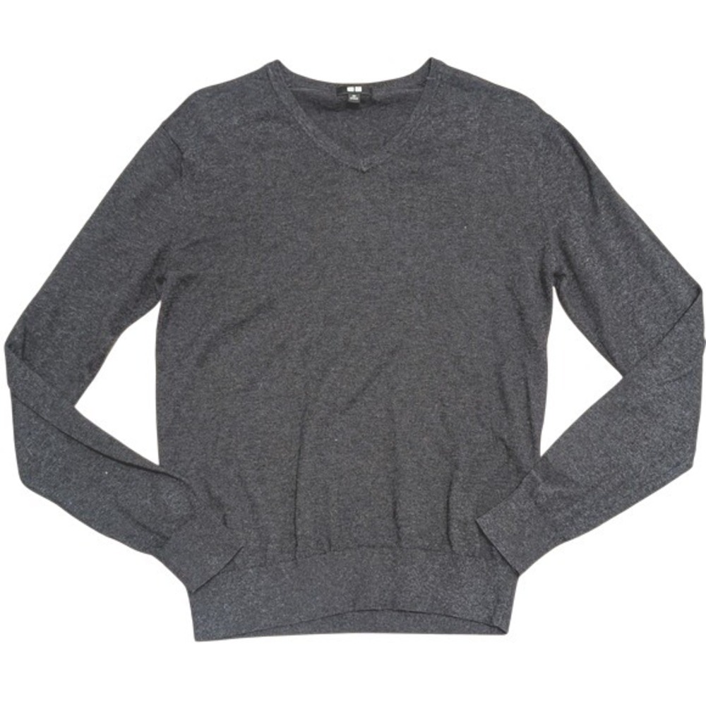 Uniqlo Cashmere Blend Men's XS Dark Gray V-Neck Sweater